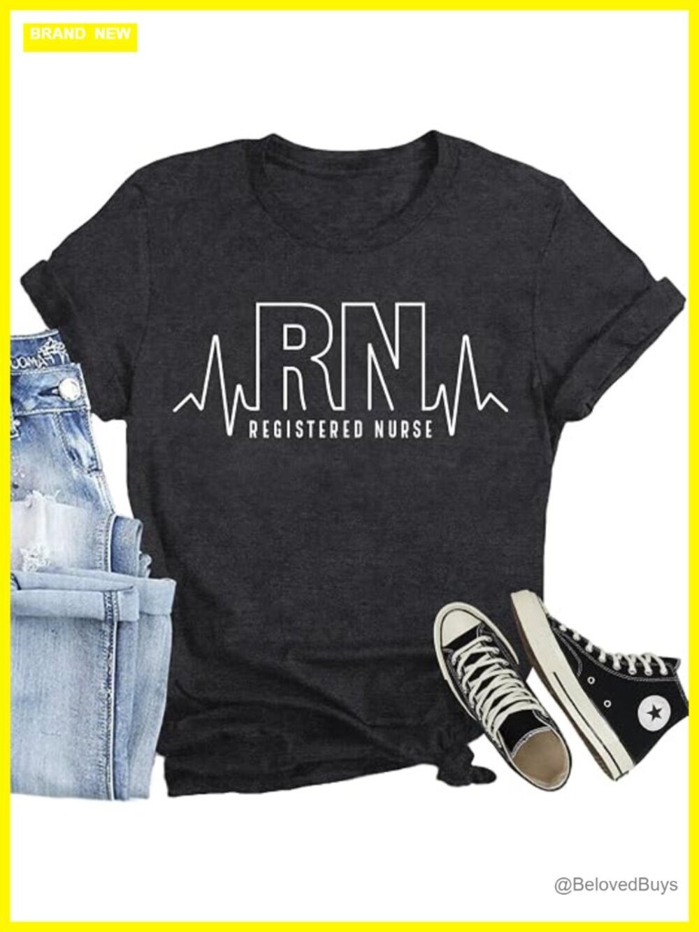 Nurse Letter Print Short Sleeve Crew Neck T-Shirt